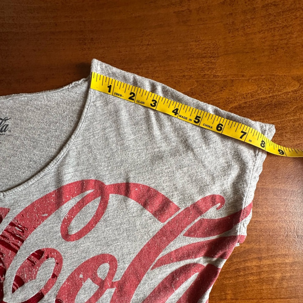 Coca-Cola•cropped tee•women’s small•modal/cotton•gray/red•v-neck•short sleeve - Picture 10 of 13